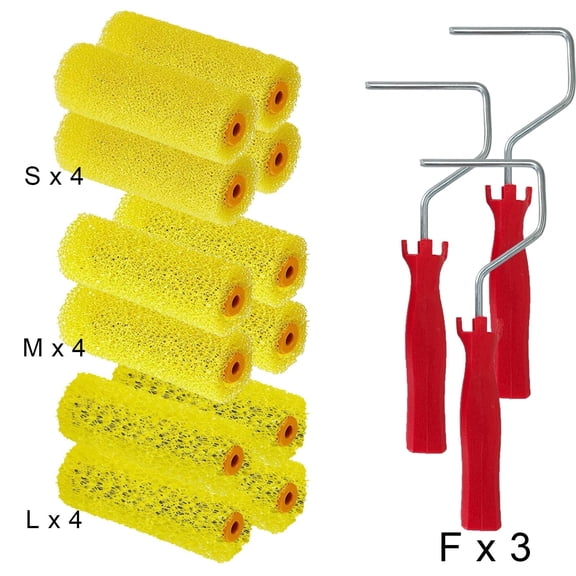 15-Piece Texture Paint Roller Brush Set (S+M+L 3 Sizes) + 3 Handles, Wall Paint & Art Coating Tool, Home DIY Decoration Essential