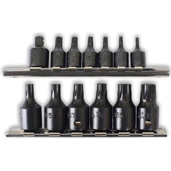 15 Piece Torque Socket Set | Chrome Vanadium Steel | Clear Markings | Includes 1/4" & 3/8" Sizes with Adaptor | 2 Pc