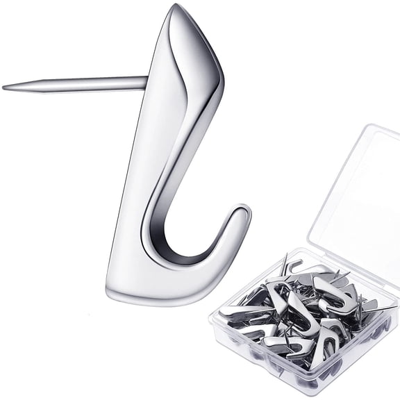 15 Pieces 20 Lbs Pin Hooks Push pin Hangers Metal Hooks Picture Hanging Nails for Home Office Wooden or Fabric Wall(Silver)