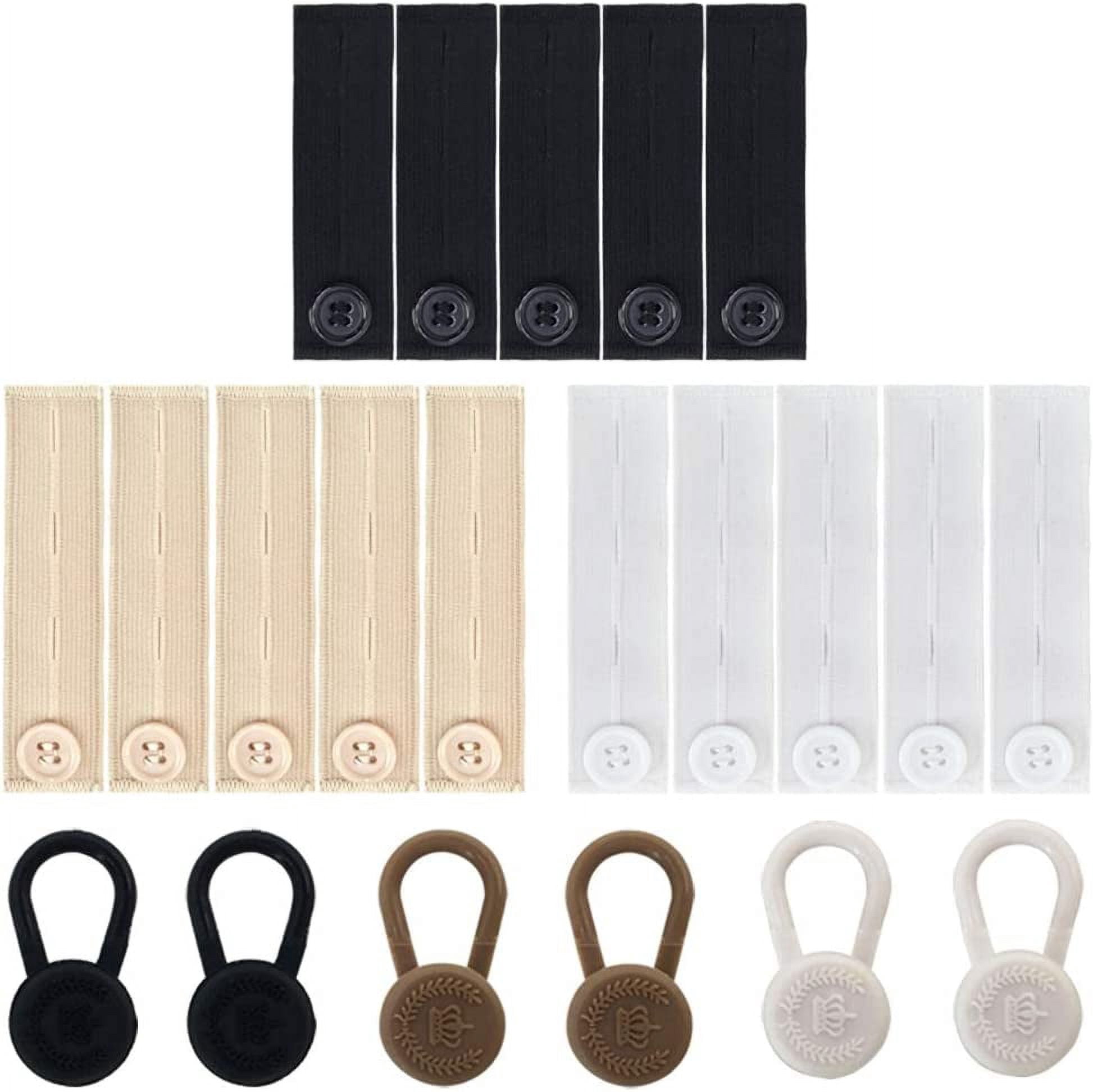 Button Expanders 15 Pieces Elastic Waist Extenders and 6 Pants Button Extenders ...