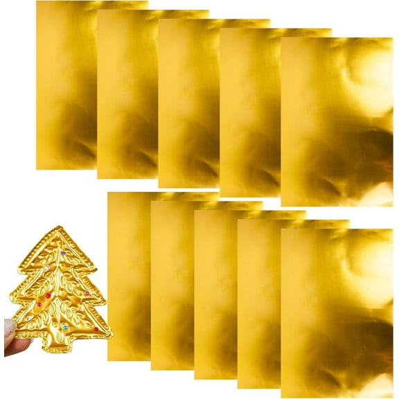 15 Pieces Embossing Foil Sheets, Heavy Duty Aluminum Foil Sheets for Embossing, Gold & Silver Art Embossed Foils for DIY Cutting Crafts Making, Handmade Metal Foils Plate for Painting(Gold)