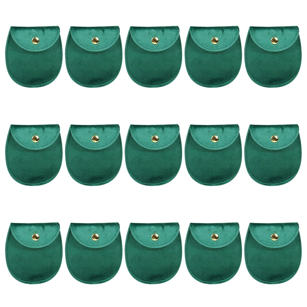 15 Pieces Flocking Jewelry Storage Bags Oval Designs Soft Materials ...