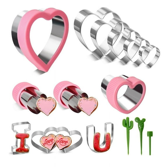 15 Pieces Heart Cookie Cutter Set 9 Sizes Heart Shaped Cookie Cutter, Stainless Steel Valentine Cookie Cutter Set