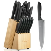 15 Pieces Knife Set with Block, BO Oxidation Stainless Steel Knife Set, Super Sharp Knife Block Set, Non-slip Handle
