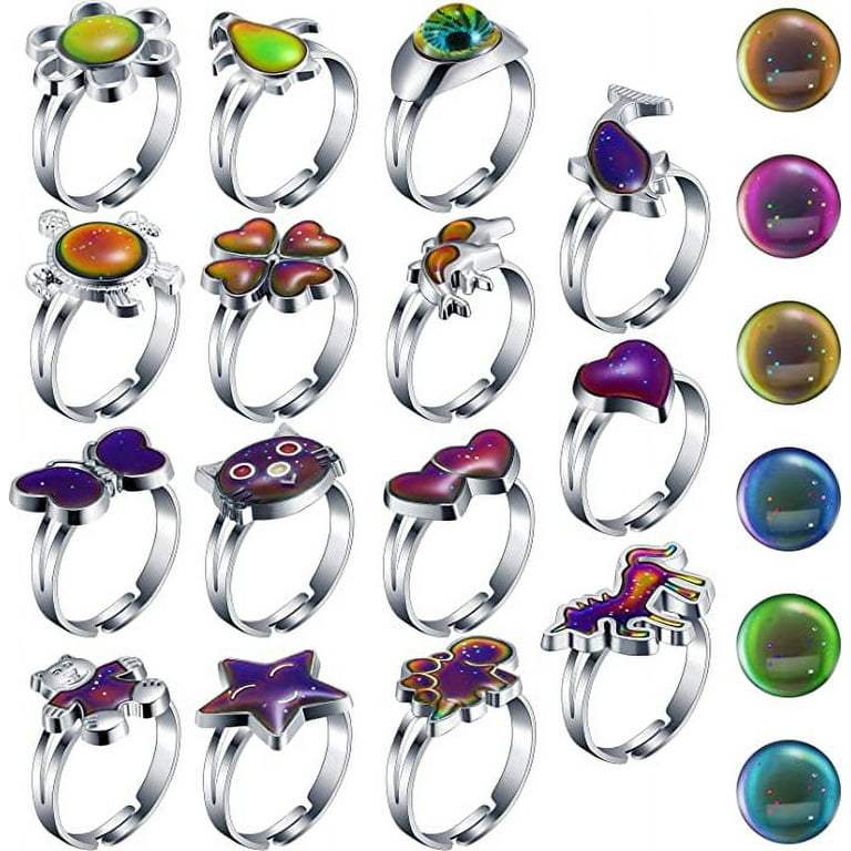 15 Pieces Mood Rings for Kids Adjustable Mixed Color Changing Mood