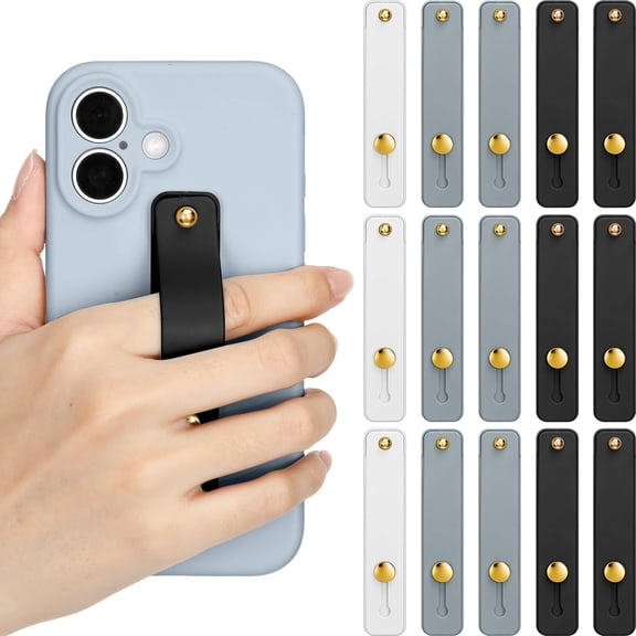 15 Pieces Phone Grip Strap Telescopic Finger Loop Finger Strap Holder Silicone Stretch Grip Stand for Most Mobile Phone and Tablets
