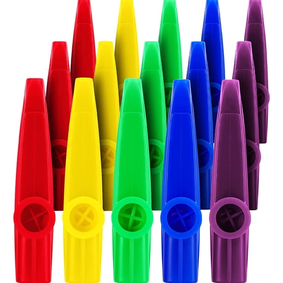 15 Pieces Plastic Kazoos Musical Instruments with Kazoo Flute Diaphragms for Gift, Prize and Party Favors, 5 Colors