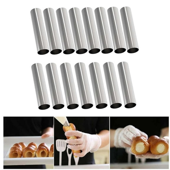 15 Pieces Stainless Steel Cannoli Form Tubes for Making Butter Pancake