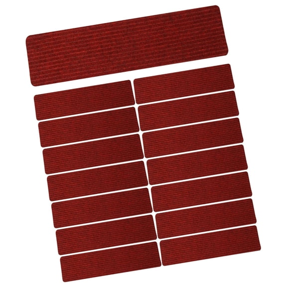 15 Pieces Stair Treads, Slip Resistant Indoor Runner, Stair Rugs, Stair Protector Tape for Elders, Dogs, Kids, Pets, Wooden Steps Red