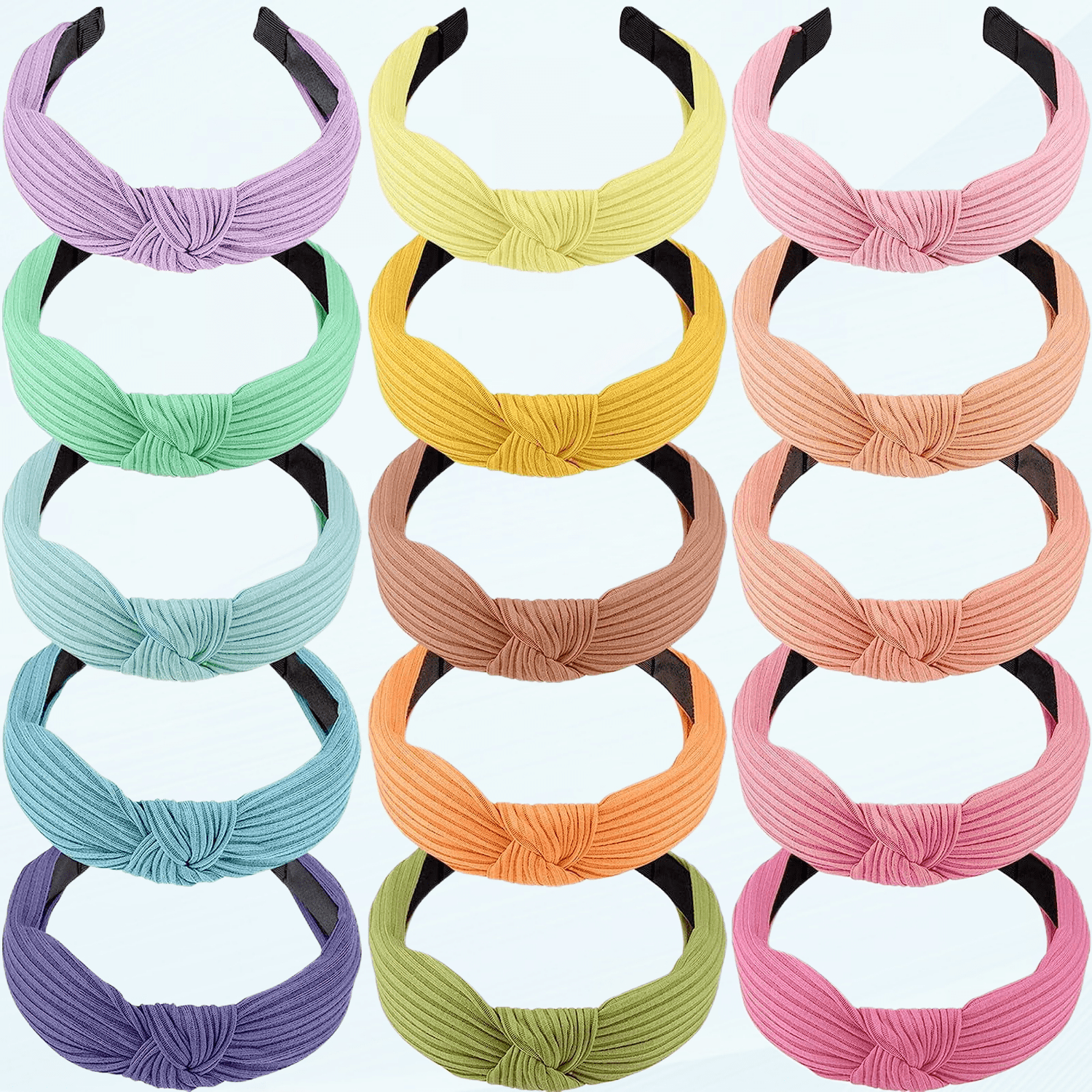 15 Pieces Top Knot Headband Cross Knot Headbands Wide Cloth  display picture 1