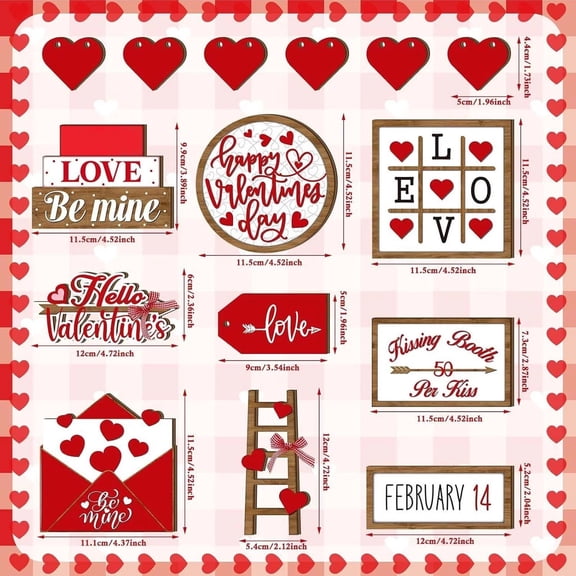 15 Pieces Valentine's Day Tiered Tray Decor Set - Multi-Tiered Design For Desktop Tabletop Home Office Valentine's Day Party Decoration - For Romantic Gifts Valentine's Day Party