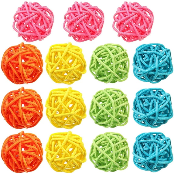 15 Pieces Wicker Rattan Balls 1.8 Inch Decorative Orbs Vase Fillers Wicker Ball Vase Filler for Easter Day Aromatherapy Accessory Easter Table Banquet Decoration (Pink, Orange, Green, Blue, Yellow)
