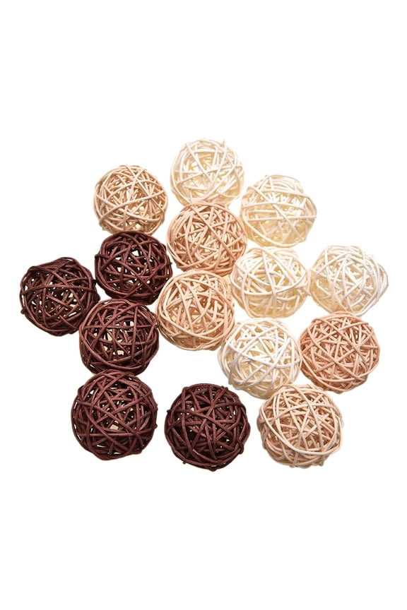 15 Pieces Wicker Rattan Balls Decorative Ball Orbs Table Ornament Decoration