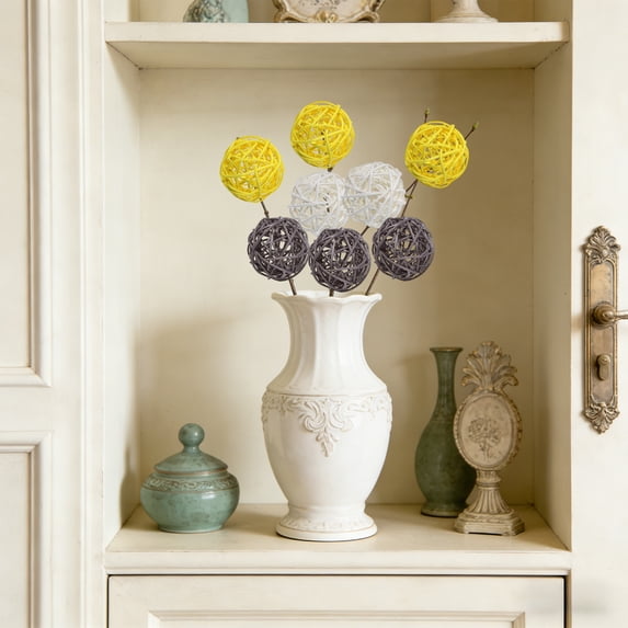 15 Pieces Wicker Rattan Balls Decorative Orbs Vase Fillers for Craft, Party, Wedding Table Decoration, Diameter 2 Inch