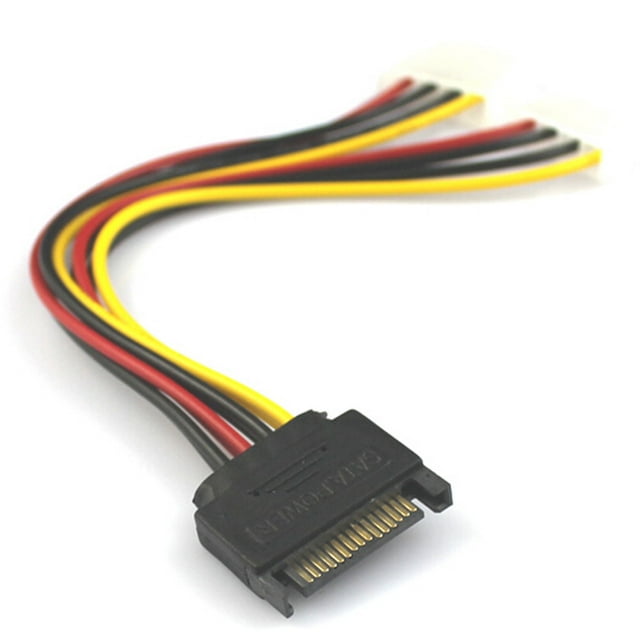 15 Pin SATA Male to 2 Female 4 Pin Molex Female IDE HDD Power Hard