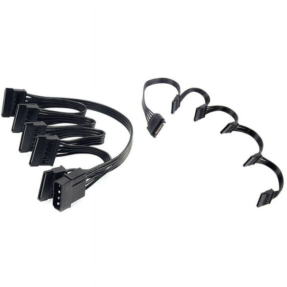 15 Pin Power Extension Hard Drive Cable with 4Pin IDE to 5-Port Power Supply Cable,for Hard Drive HDD SSD PC