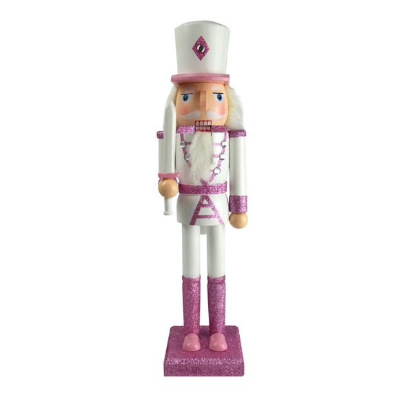 15" Pink Nutcracker Decoration with White Sword Hand painted wood Decoration Classic Style with Modern Design for Collectors or Gifting