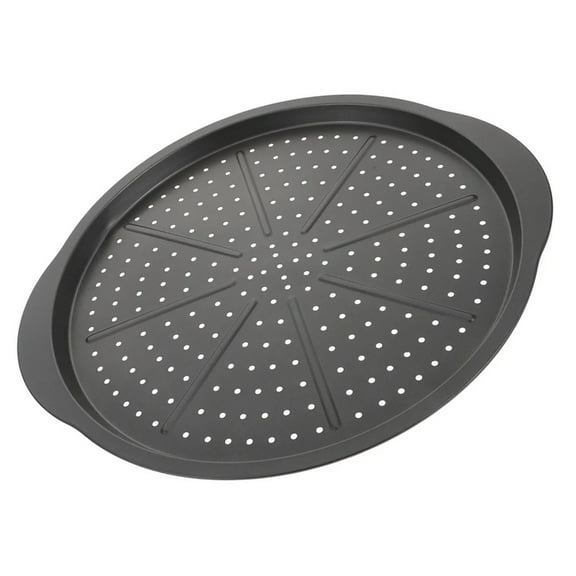 15" Pizza Baking Sheet with Perforations Carbon Steel Construction Nonstick Surfaces Handle Cooking Pan