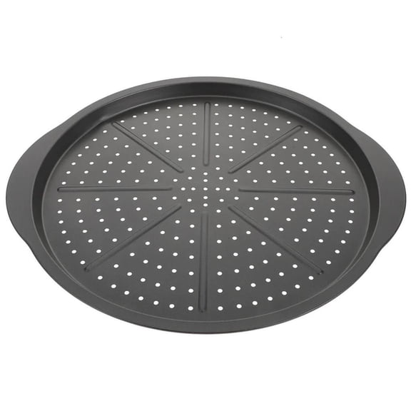 15" Pizza Baking Sheet with Perforations Carbon Steel Construction Nonstick Surfaces Heat Resistant Handle Cooking Pan
