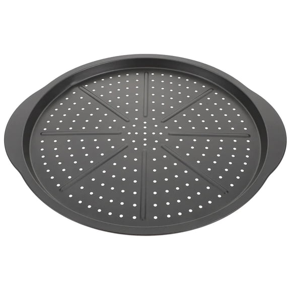 15" Pizza Baking Sheet with Perforations Carbon Steel Construction Nonstick Surfaces Heat Resistant Handle Cooking Pan