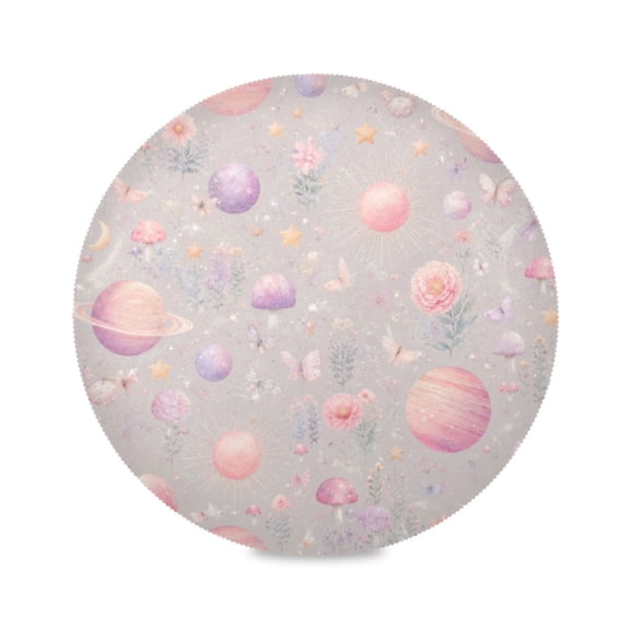 15" Planet Mushroom Printed Round Placemats Set of 1 Heat Resistant Table Mat for Kitchen for Party Deco