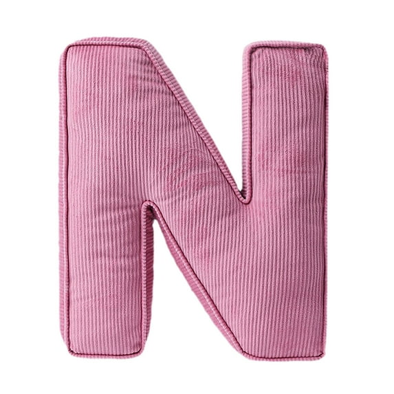 15" Plush Letter Pillow - Soft Corduroy Alphabet Throw Pillow A to Z, Hugging Shaped Decorative Cushion for Bedroom, Living Room, Sofa, Dorm & Nursery Decor (Pink)