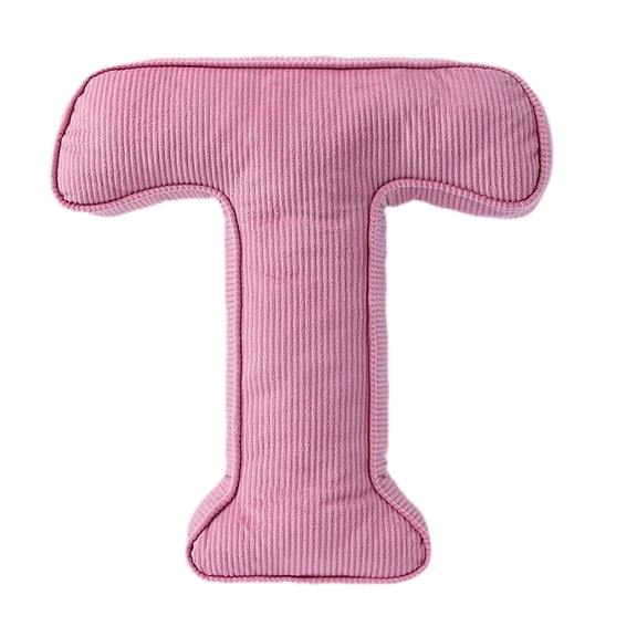 15" Plush Letter Pillow - Soft Corduroy Alphabet Throw Pillow A to Z, Hugging Shaped Decorative Cushion for Bedroom, Living Room, Sofa, Dorm & Nursery Decor (Pink)