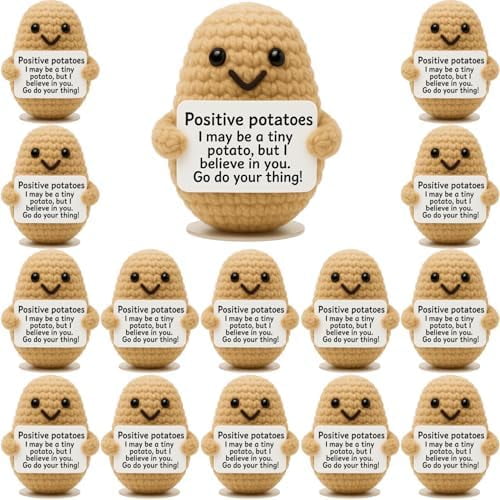 15 Pack Emotional Support Potato Plush  Cute Crochet Gift, Supportive Stuffed Potato Plushie, Inspirational Positive Desk Companion for Anxiety & Stress Relief$$Home Decor, Kitchen, & Other