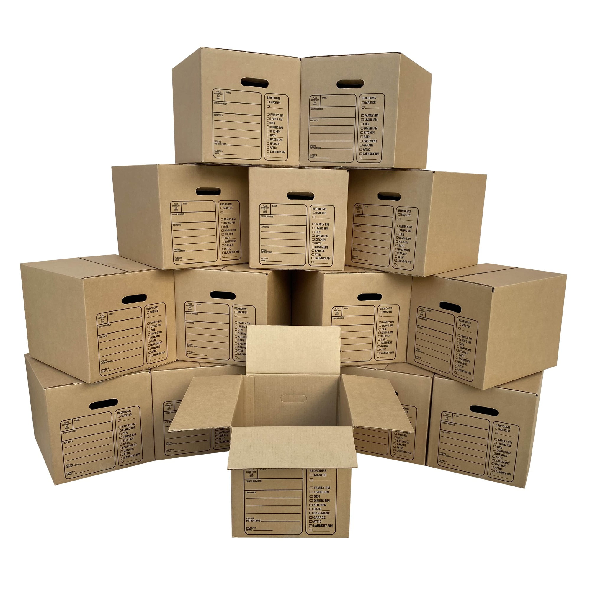 15 Premium Printed Moving Boxes - Small 16-3/8x12-5/8x12-5/8 Boxes