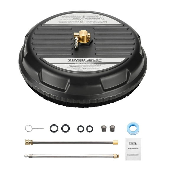 15" Pressure Washer Surface Cleaner - 3000 Max PSI Rotary Nozzle with 2 Extended Wands - Heavy Duty Plastic for Driveways, Decks & Concrete - Fits Most Power Washers