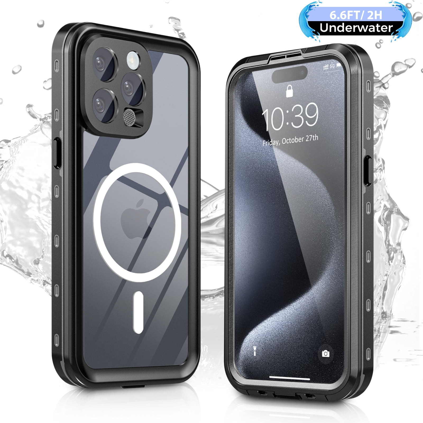 Hertekdo iPhone 15 Pro Max Case, IP68 Waterproof, Shockproof, with