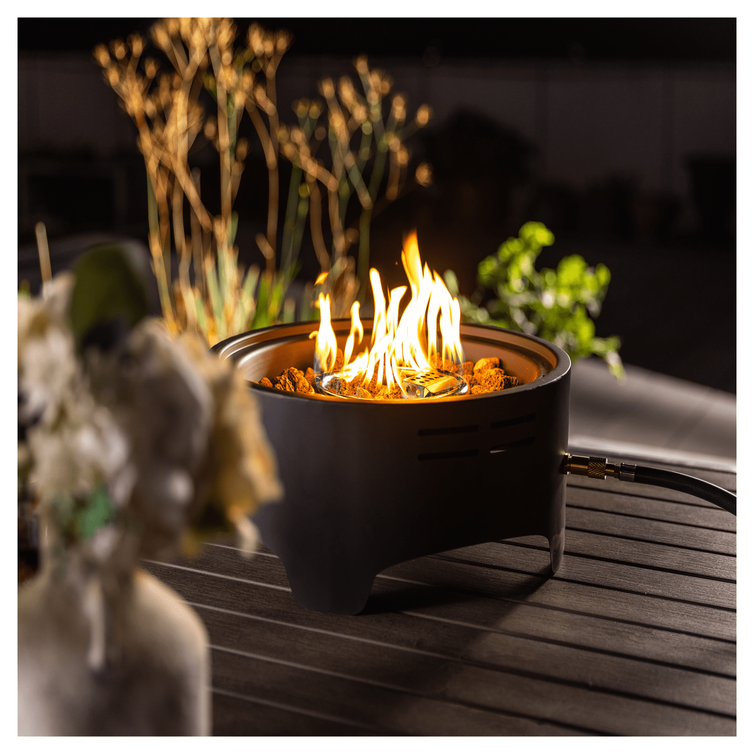 15" Propane Gas Fire, 40000 BTU Round Steel for Outdoor living room Garden Balcony -Black Black + Garden & Outdoor + Farmhouse,French,Luxury,Modern + Steel