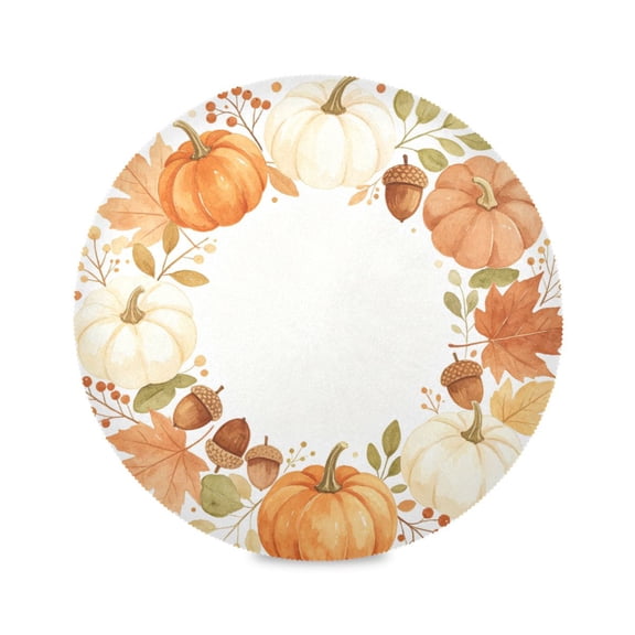 15" Pumpkin Printed Round Placemats Set of 1 Heat Resistant Table Mat for Kitchen for Party Deco