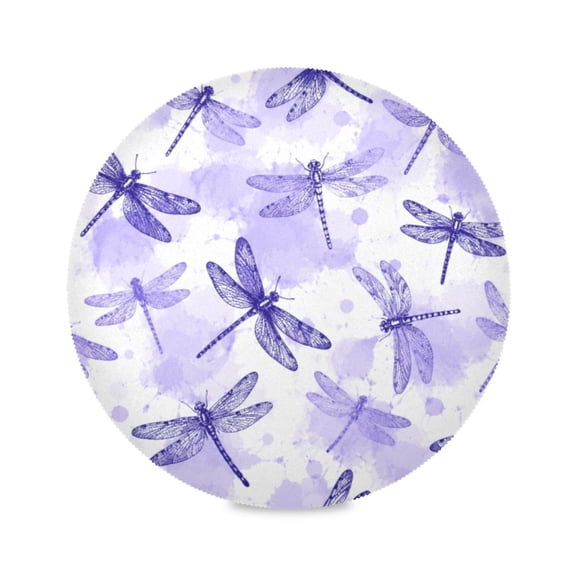 15" Purple Dragonfly Wash Printed Round Placemats Set of 1 Heat Resistant Table Mat for Kitchen for Party Deco