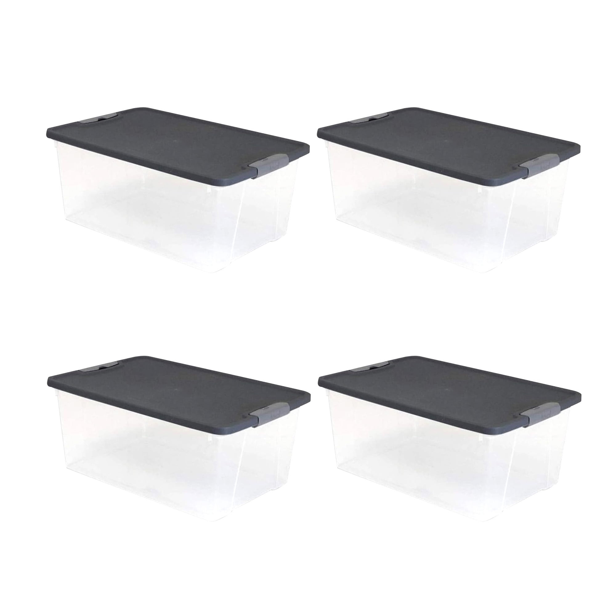 15-Quart Clear Plastic Stackable Storage Container with Gray Lid