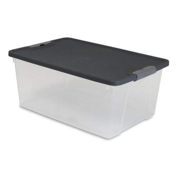 15 Quart Clear Plastic Stackable Storage Container Organizer Bin with Gray Snaplock Latching Lid for Home and Office Organization, 4 Pack