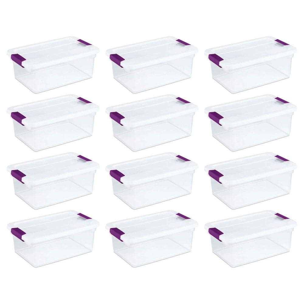 15Quart Plastic Stackable Storage Container with Lid, Clear (12 Pack