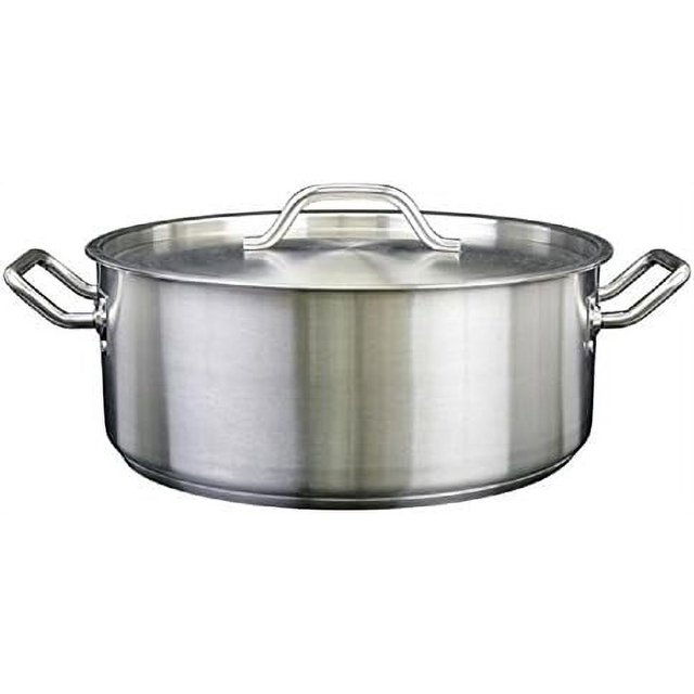 15 Quart Stainless Steel Brazier With Cover, Braising Pan With Lid