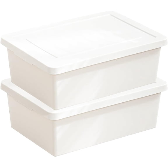 15 Quart White Storage Bins with lids,Office stackable Plastic Boxes Set of 4,Garage organization Storage Box with handle for Organizing Snacks, Crafts, Legos, Tools,books (white, 4L)