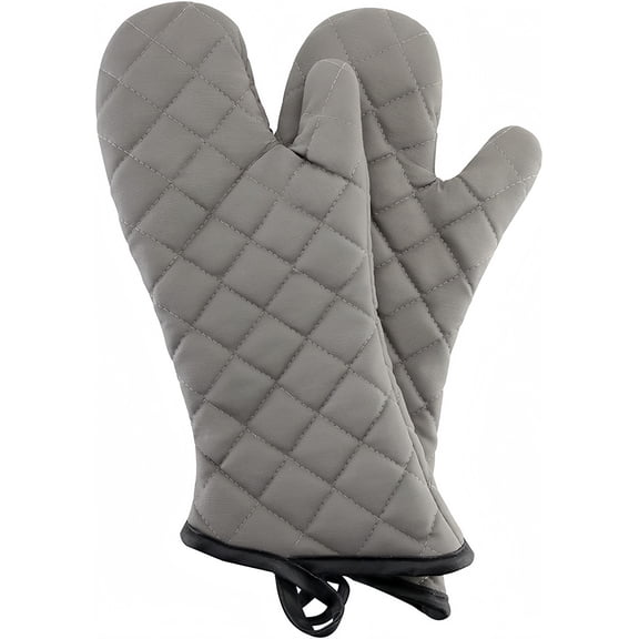 15" Quilted Terry Oven Mitts (1 Pair) - Heat Resistant Cotton Blend Kitchen Gloves for Cooking, Baking & Grilling with Non-Slip Grip