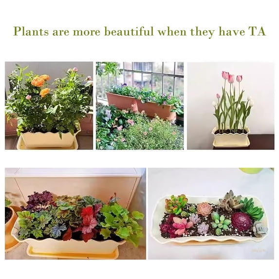 15 in Rectangular Plastic Flower Pot With Wavy Ruffled Edge Rectangular Planter Succulent And Herb Planter Box For Indoor Outdoor Garden Portable Vegetable Planting Container