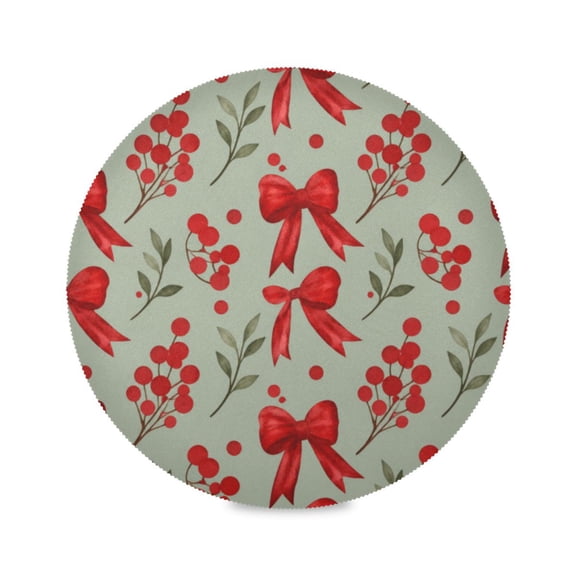 15" Red Berry Printed Round Placemats Set of 1 Heat Resistant Table Mat for Kitchen for Party Deco