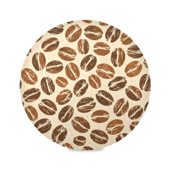 15" Retro Brown Coffee Printed Round Placemats Set of 1 Heat Resistant Table Mat for Kitchen for Party Deco