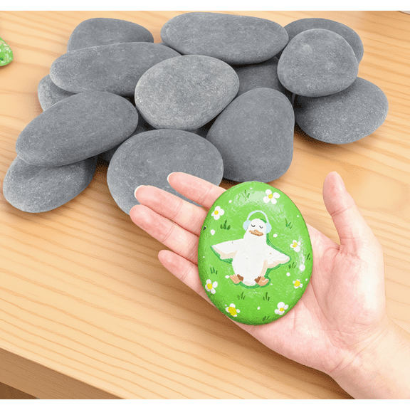 15 River Rocks for Painting, 3-4 Inch Smooth Flat Stones for DIY Art Crafts, and Adults