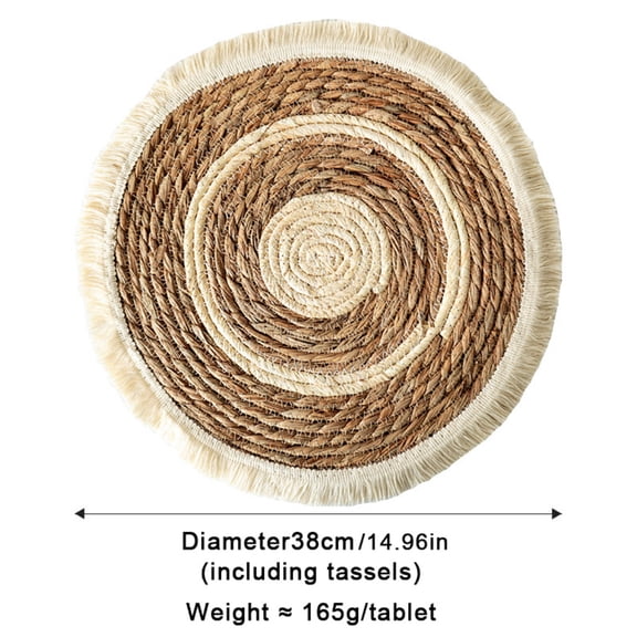 15" Round Braided Placemats Set of 2 for Dining Tables,Heat Resistant Jute Table Mats Farmhouse Woven Fabric Natural Place Mats for Decoration (Beige)
