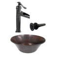 thumbnail image 1 of 15" Round Copper CAZO Vessel Bathroom Sink, Faucet Kit Included, 1 of 4