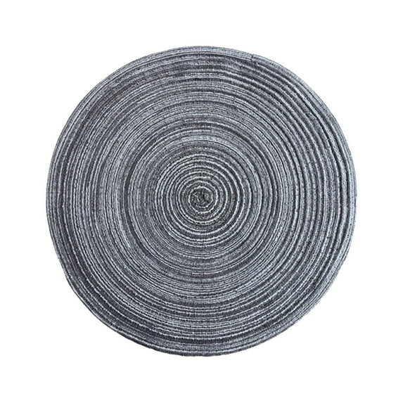 15" Round Placemats, Cotton Woven Braided Placemats for Dining Table, Heat-Resistant & Washable Table Mat for Kitchen Dining Room, Non-Slip Boho Circle Placemats Home Decor, 1Pc,Gray