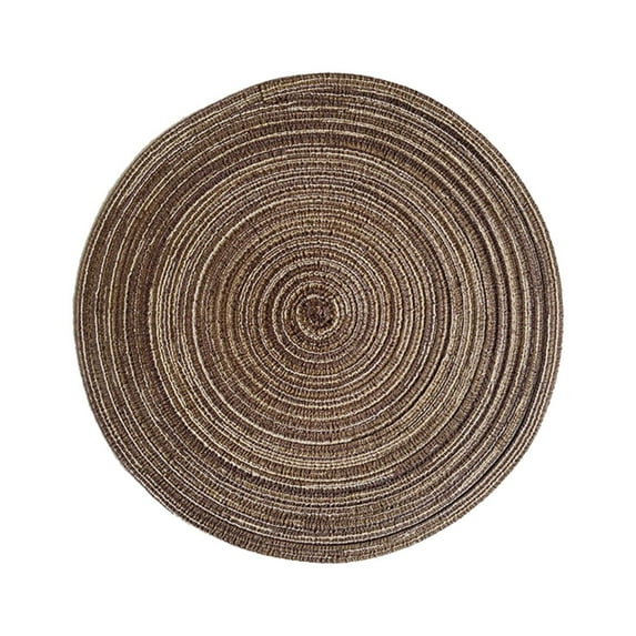 15" Round Placemats, Cotton Woven Braided Placemats for Dining Table, Heat-Resistant & Washable Table Mat for Kitchen Dining Room, Non-Slip Boho Circle Placemats Home Decor, 1Pc,Coffee