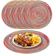 15" Round Placemats Set of 6 Braided Fabric Heat Resistant Washable Table Mat for Kitchen for Kitchen Party Decor