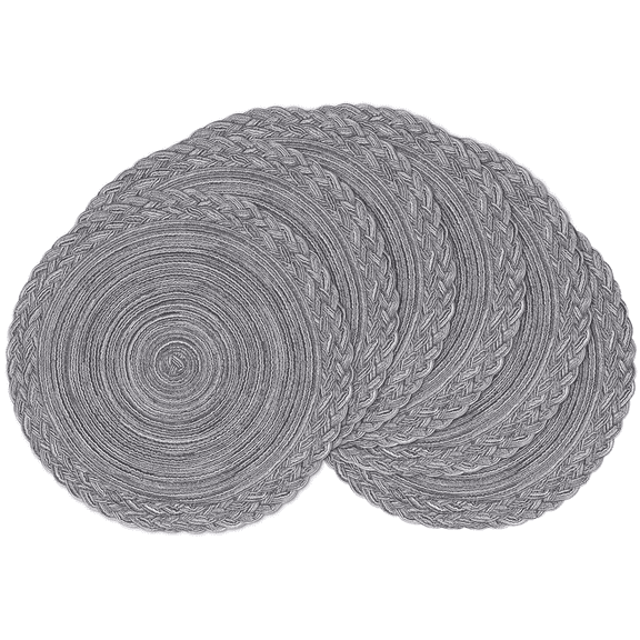 15" Round Placemats Set of 6 Cotton Woven Heat Resistant Washable Table Mat for Kitchen Dining Room